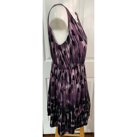 J. Jill Purple Black Sleeveless Rayon Elastic Waist Blouson Tank Dress Size PM - Picture 2 of 5